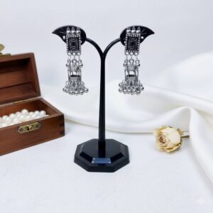 Silver Hub vintage lantern oxidised jhumka earrings