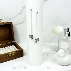 Silver Hub silver linear bow drop earrings