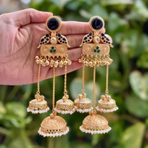 black aabroo kashmiri earrings