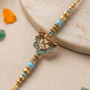 antique peacock & turquoise meenakari rakhi