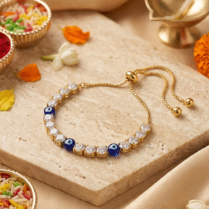 evil eye cubic zirconia tennis bracelet rakhi