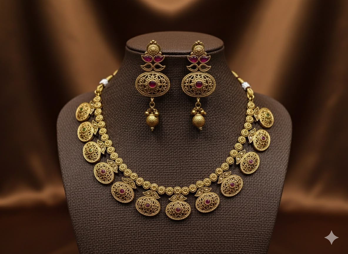 royal elephant pendant necklace set – gold toned necklace with jhumka pendant & stud earrings royal elephant pendant necklace set – gold toned necklace with jhumka pendant & stud earrings