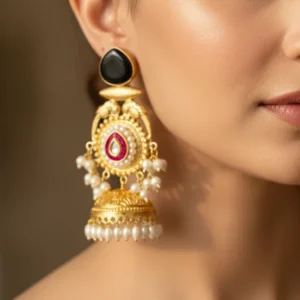 maroon meher kashmiri earrings