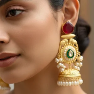 maroon meher kashmiri earrings